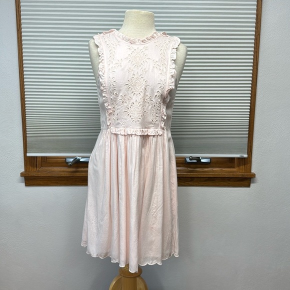 Paul & Joe Sister NWT Baby Rose Pink Eyelet Ruffle Backless Mini Dress - Picture 2 of 13